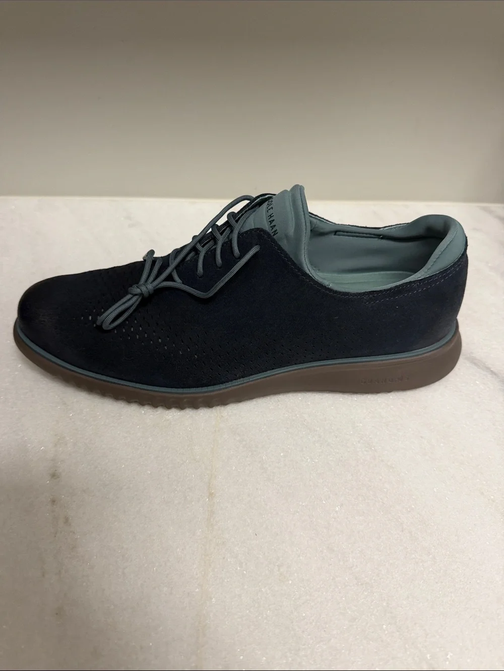 Cole Haan Navy and Light Blue Suede Lace-Up Oxfords